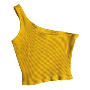 💸 One shoulder yellow low scoop crop top size small